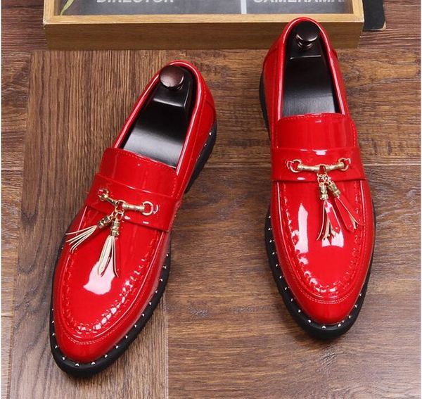 

new spring fashion red gold oxford business men shoes genuine leather soft men's casual breathable flats tassel shoes axx926, Black