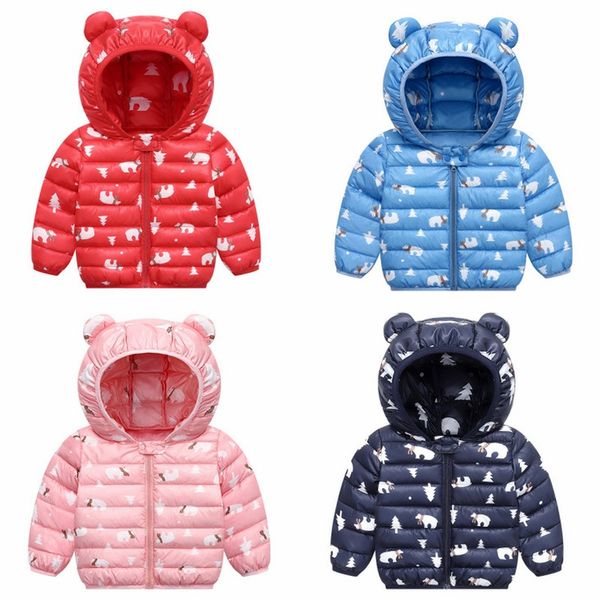 

2019 autumn and winter new children's jacket cartoon printing children's down cotton men and women baby short coat, Blue;gray