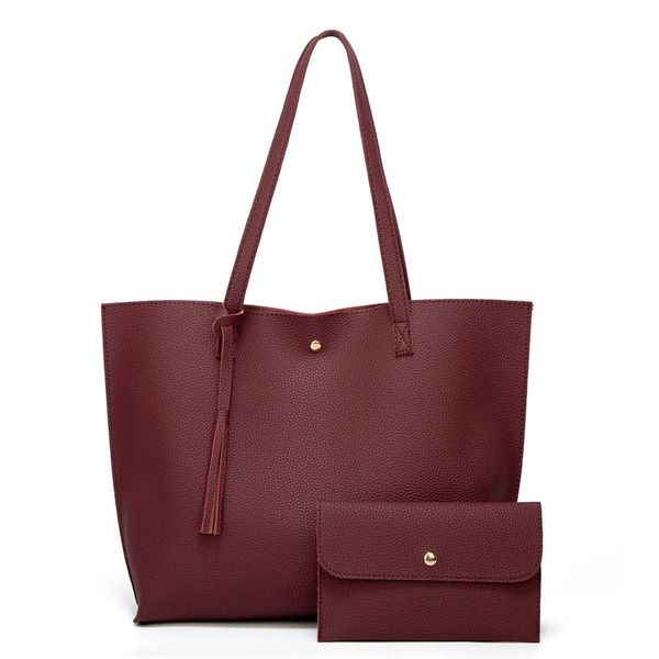 

2020 solid color women's large bag tassels large capacity shoulder tote bag europe and america fashion shopping handbag