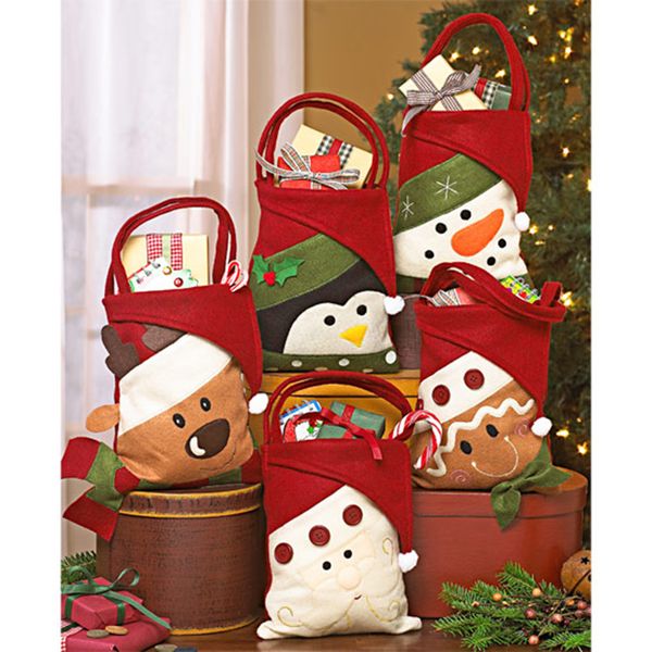 

lovely christmas gift bags candy bag santa claus snowman elk classic design christmas tree hangings kid's xmas gift candy bags
