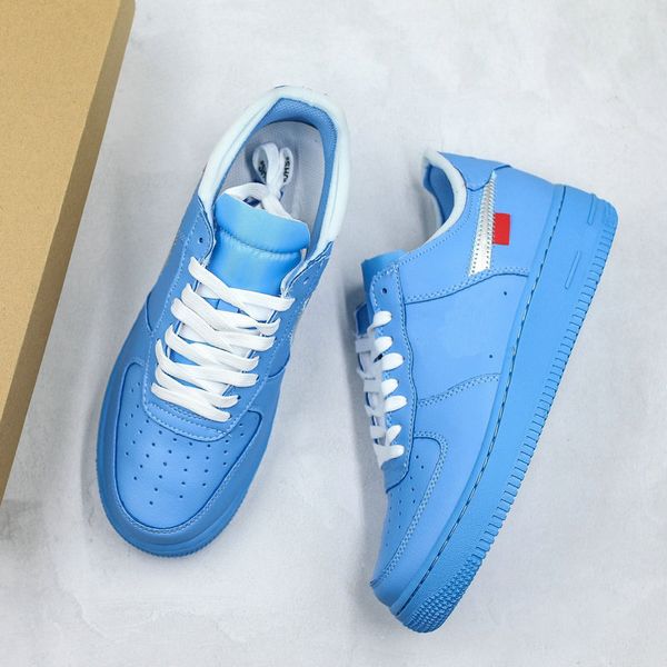 

2019 forcing mca skate shoes for serena only virgil blue red white silver patch mens women designer dunk basketball shoes size 36-45
