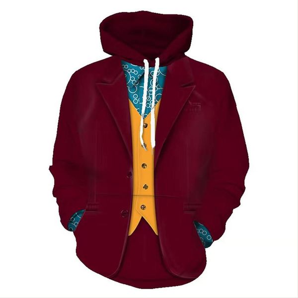 

new movie joker cosplay hoodie joaquin phoenix joker 3d print sweatshirt hooded pullover casual outwear fall clothes men women, Black