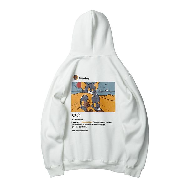 

конструктор мужская женская перемычки топ с cat mouse печати смешные капюшоном толстовки 19fw мода streetwear толстовка размер s-xl оптовая, Black