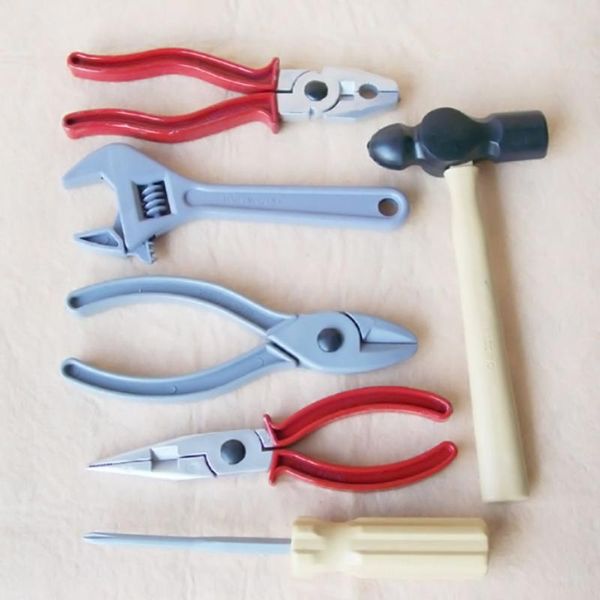 

6 pcs/set boy tool kids hammer pliers nipper pliers simulation manual maintenance repair tools kit toys durable
