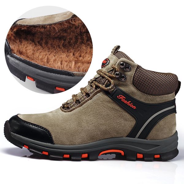

winter warm boots men hiking shoes waterproof leather shoes climbing & fishing new popular outdoor men high top