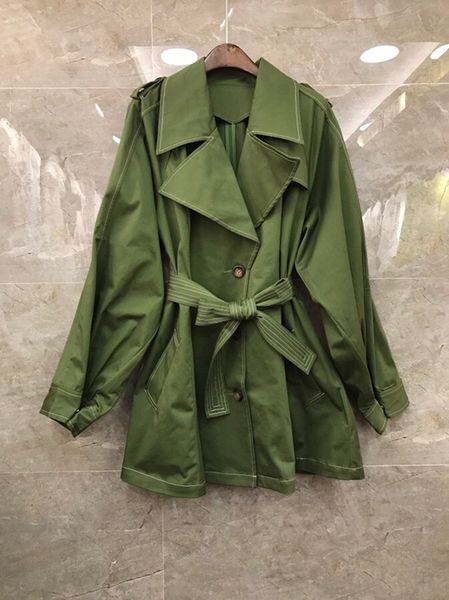 

2019 winter new women lapel tie coat open wire waist 916, Tan;black