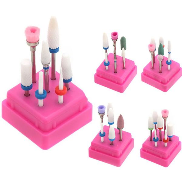 

7pcs nail drill bits электрические ногтей фреза для педикюр маникюр машина электрическая шлифовальная головка полировка инструмент, Silver