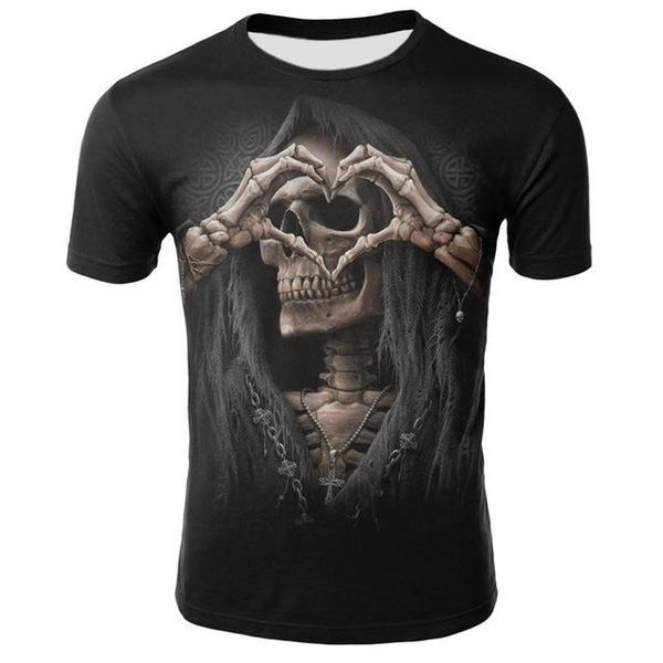 

dressing2020 mens 3d t shirts fashion new summer men's short sleeve t-shirt casual 3d death skull print rock tshirt for man short sleev, White;black