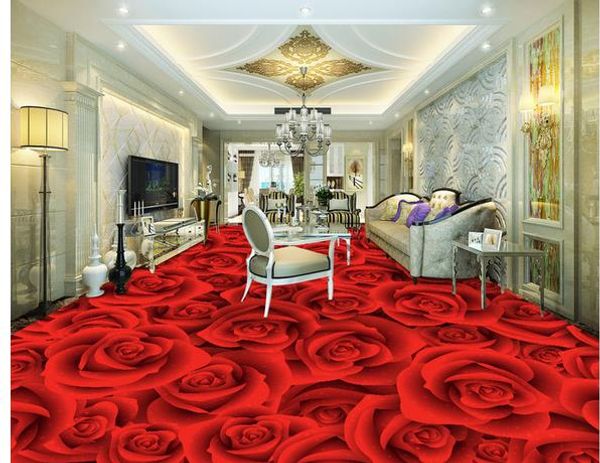 

rose living room bedroom 3d floor tiles wallpaper for bathroom waterproof