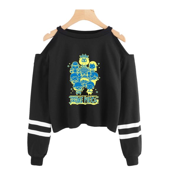 

one piece fashion cropped sweatshirt women off shoulder long sleeve sweatshirts 2019 casual harajuku streetwear clothes, Black