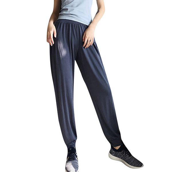 

women yoga pants sportswear women casual solid stretch high waist casual loose pants seamless high waist plus sport long, White;red