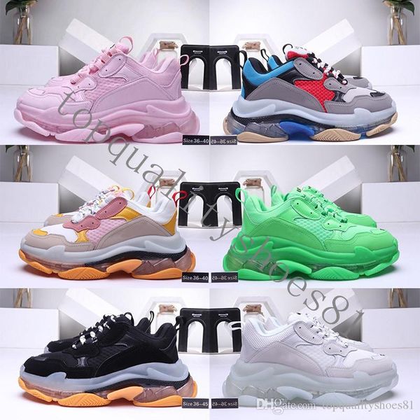 

2020 fashion crystal bottom paris 17fw triple s mens designer sneakers vintage dad platform women luxury casual shoes sports trainers boots, Black