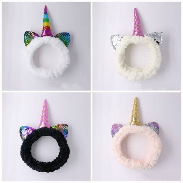 

прекрасный unicorn плюшевые hairband ватки блестки дети девушки ободки упругие диапазона волос для хэллоуина принадлежности для рождества 4в