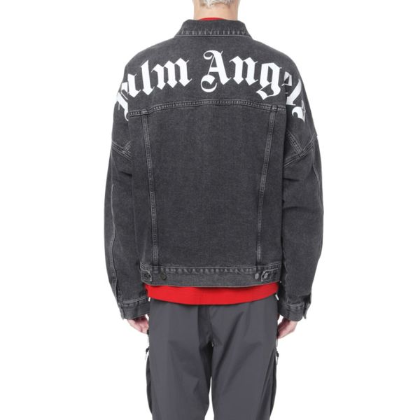 

19FW PALM ANGELS LOGO Print Denim Jacket Single Breasted Mens Casual Jackets Fashion Outerwear Men Women Couple Jacket HFHLJK009