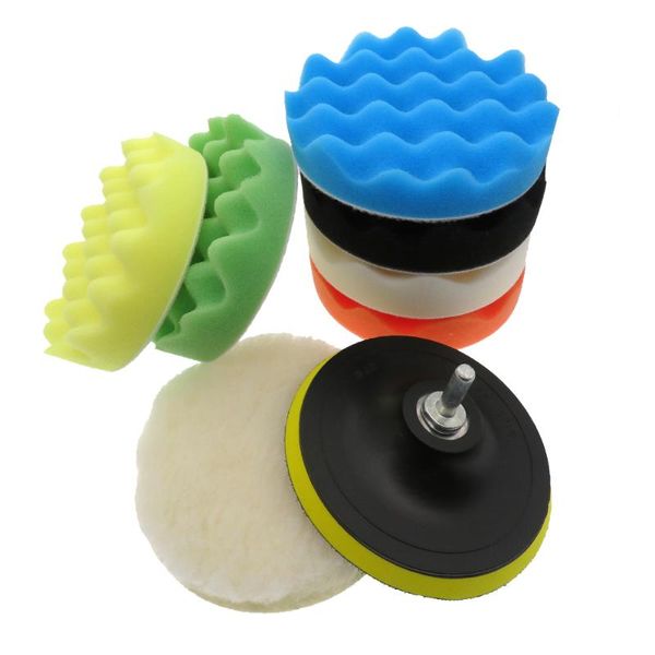 

8шт / set 5/6 / 7inch автомобиля полировка колодки kit clean губка убывающая трихофитобезоар вспомогательное оборудование автомобиля авто ba