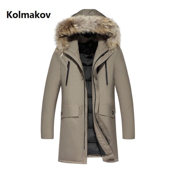 

2019 winter 90% white duck down hooded jackets men,real fur collar men's hooded jackets ,warm men's coat black grey khaki