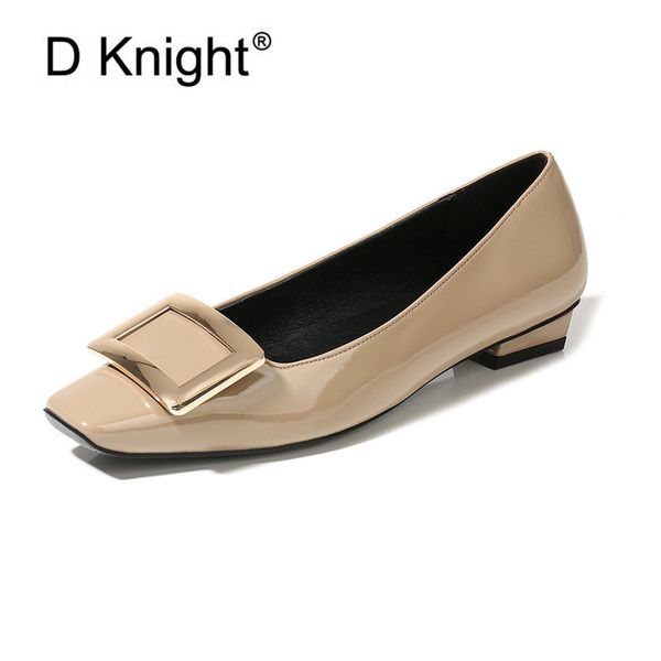 

2020 flat shoes woman loafers buckle design women boat shoes party wedding dress flats soft bottom square toe, Black