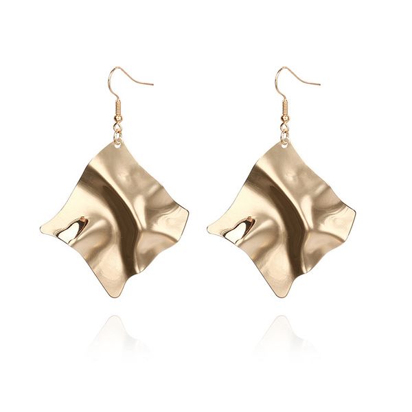 

holiday wind simple bump face irregular earrings net red ins wave mian personality set point situ u u geometric earrings women, Golden;silver