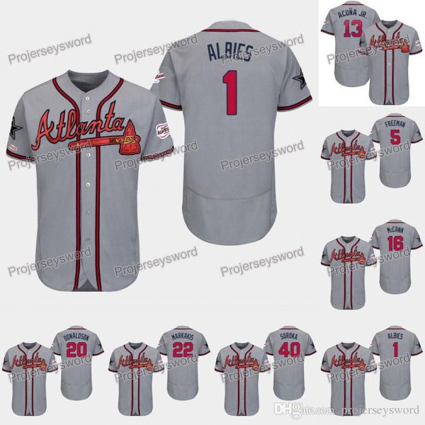

Mens Atlanta Ozzie Albies National League Braves Jerseys Freddie Freeman Dansby Swanson Ronald Acuña Jr. McCann Donaldson Markakis Soroka