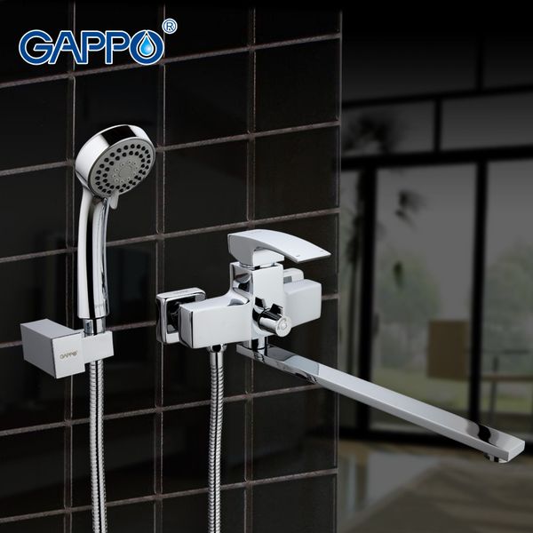 

gappo long spout bathtub faucet with handheld shower chrome plated bathtub taps mixer shower 180 degree rotary long spout