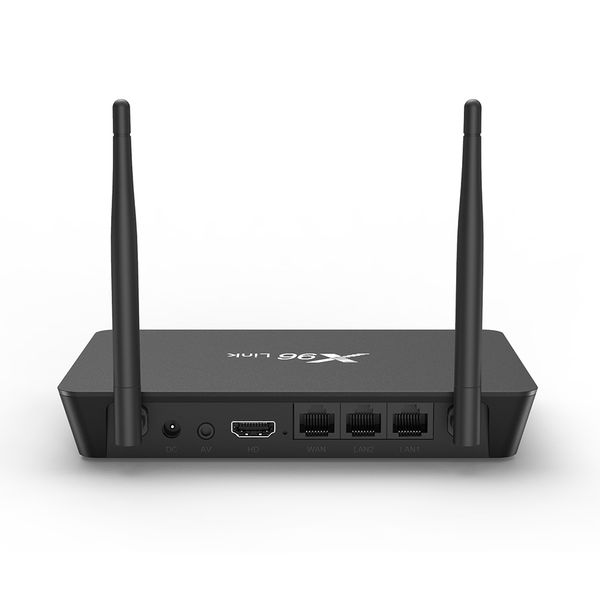 X96 Link Android Amlogic Caixa de TV 2GB 16GB com Siflower SF16A18 Router Function 2 100m LAN Port 2 em 1 Multifuncional Ott Box