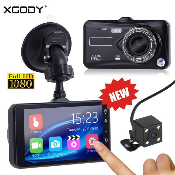

xgody a6t 4" dvr dash camera dual lens touch screen night vision g-sensor video recorder dash cam 1080p motion detection dashcam car