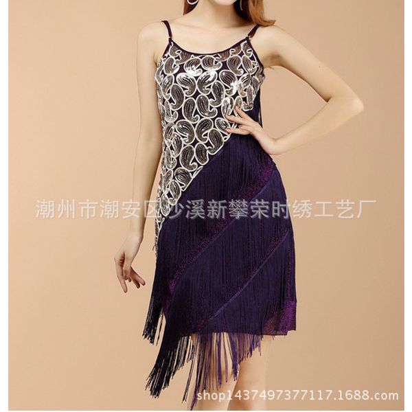 

new lady fringed triangle latin dress one skirt skirt latin dance dress costume women's black practice, Black;red