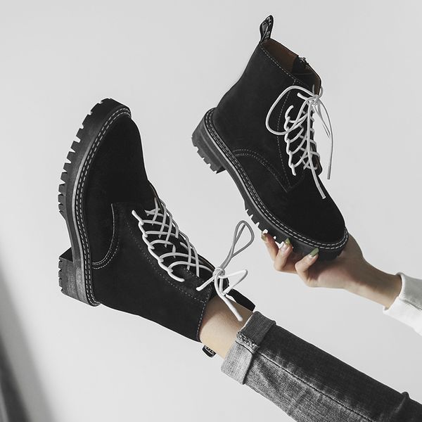 

lolita boots booties ladies women's rubber shoes rain lace up boots-women round toe luxury designer zipper low heels booties, Black