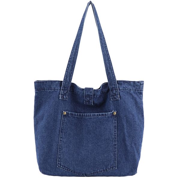 

new denim handbag casual wild fashion style handbag shopping bag navy blue