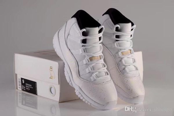 

2019 new 11 white black cat owl men basketball shoes 11s ovo gold mens sports sneakers trainers shoe size 8-13 with box