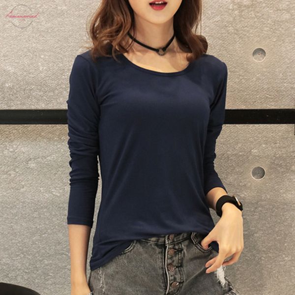 

новый 2020 осень зима женщины топы тис футболки с длинным рукавом повседневная мундир basic рубашка топы футболку также для детей желтый, White