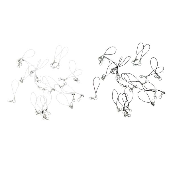 

40 in 1 lobster buckle polyester rope charms diy phone charms black white