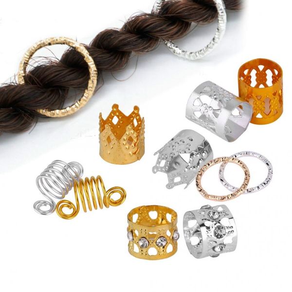 

90pcs aluminum spring hair braiding beads rings dreadlocks hair cuffs wig accessories braid cuff, Black