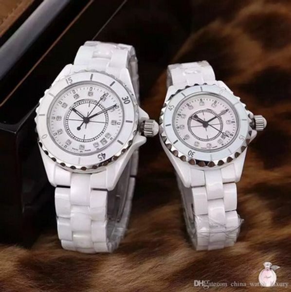 

горячие продажи роскошные часы lady white / black ceramic бриллиантовые часы высокого качества кварцевые наручные часы для женщин часы, Slivery;brown