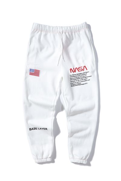

mens моды sweatpants дизайнер случайные пары брюк nasa совместное название американский флаг вышивка космонавтом случайных брюки, Black