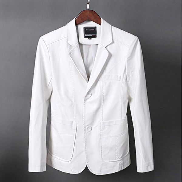 

plus size leather jacket men spring 2019 new fashion leather clothing male short slim white coat men outerwear black
