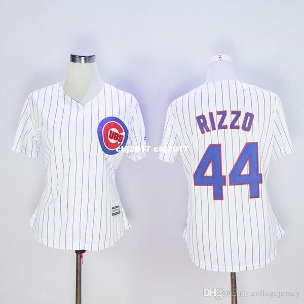 

women's #44 anthony rizzo home cool base 100% stitched blue white gray retro jerseys 01, Blue;black