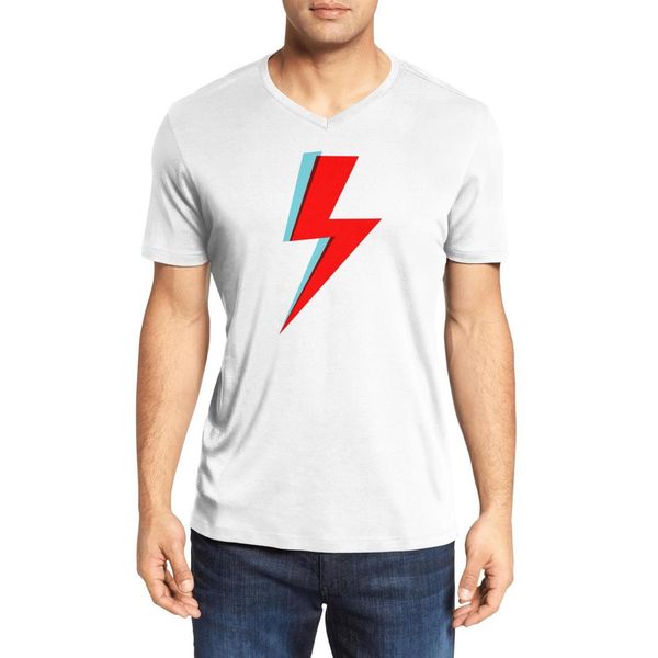 

men's david bowie on the iconic lightning 09 fashion v-neck t-shirt printing band cotton shirt cute short sleeve simple starbucks con h, White;black