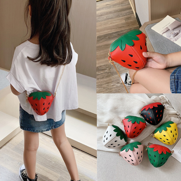 

fashion children messenger bag baby candy color handbag chain strawberry girl shoulder cross body bag cute summer spring hku8