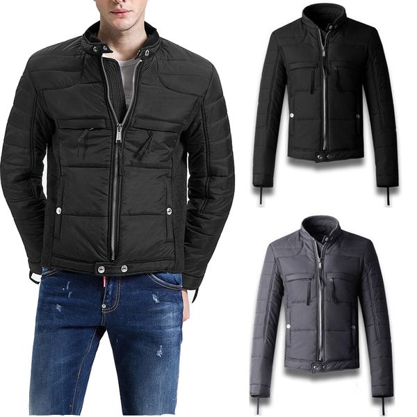 

uomo italia giacca man cotton padded jacket slim fit black/gray short style outerwear chaqueta de hombre, Black;brown