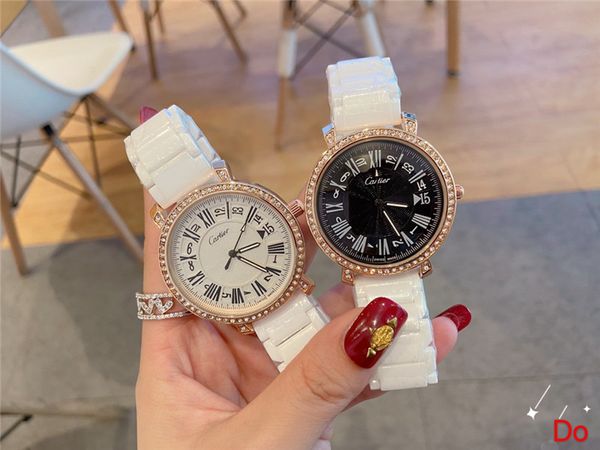 

fashion mens women luxury watch full diamond iced out watches designer quartz movement bling gift party wristwatch brand style cr2, Slivery;brown