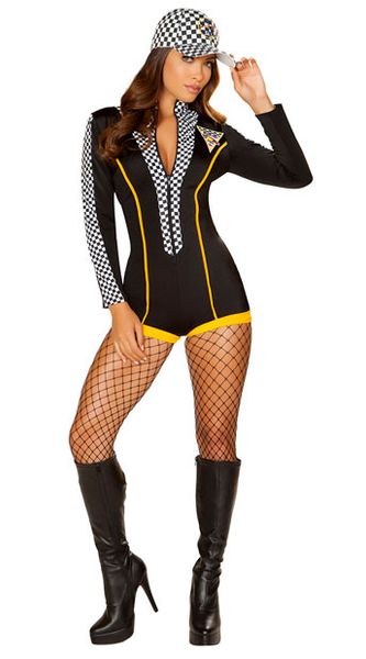 

moonight race models clothing cheerleader nightclub uniform suit women super car grid racing driver costumes, Black;red