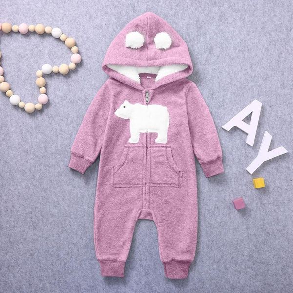 

hooded baby costume zipper long sleeve romper clothes for kids animal print winter thick baby clothes erkek bebek giyim, Blue
