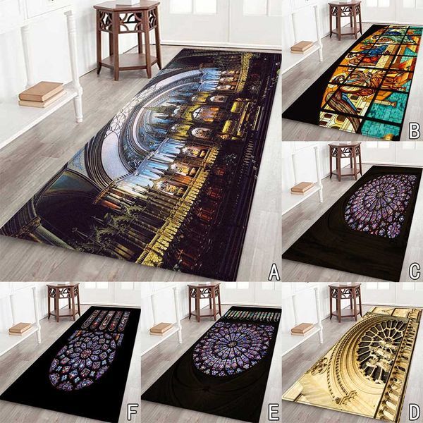 

notre dame de paris scenic printed flannel bath mat shaggy super comfortable large size non-slip bathroom carpet 60x180cm