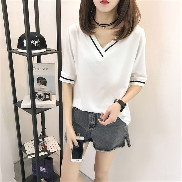

large size chiffon short-sleeved female v-neck loose slim t- base large size chiffon short-sleeved female v-neck loose slim t-shirt base shi, White