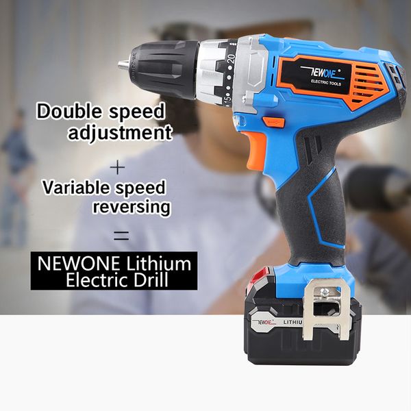 

newone portable 16v double speed li-ion electric drill cordless drill with led working light 2000mah/4000mah 20+1 torque setting