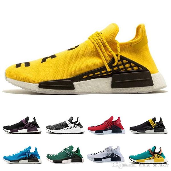 

originals women men human race hu trail yellow black nerd pharrell williams mens running shoes womens white red designer sneaker sport shoes