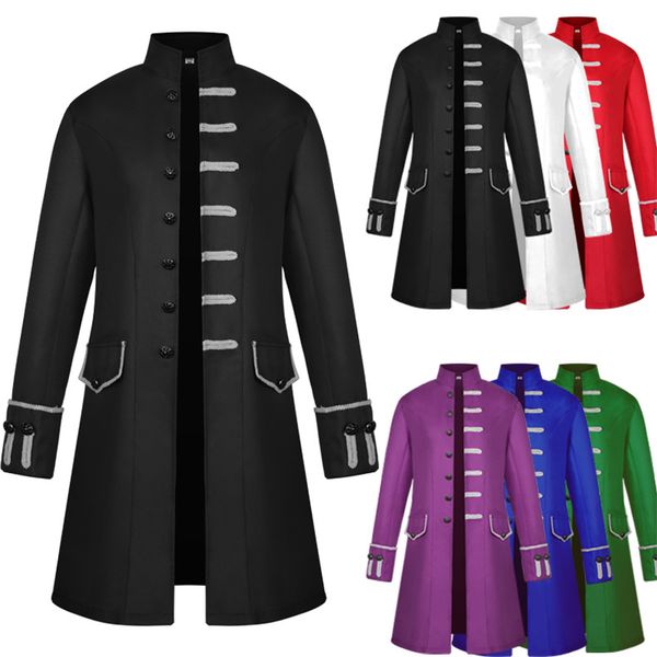 

halloween cosplay medieval costume solid color fashion multicolor steampunk retro men's uniform, Black;red