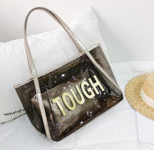 

women's bags transparent jelly bag tote bags women designer summer letter big bag shoulder handbag sac main femme large capacity handba