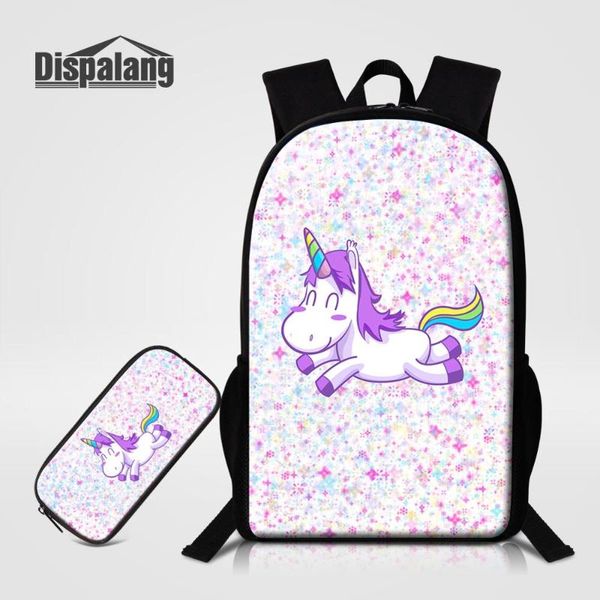 

dispalang unicorn backpack for girls cartoon bookbag with pencil case children's school backpack 2 pcs set kids zip shoulder bag
